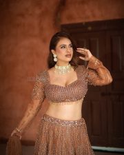 Gorgeous Neha Malik in a Brown Embellished Lehenga with a Deep V Neck Blouse and Full Flared Skirt Photos 04