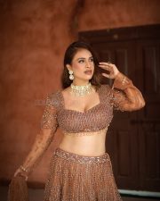 Gorgeous Neha Malik in a Brown Embellished Lehenga with a Deep V Neck Blouse and Full Flared Skirt Photos 04 Gorgeous Neha Malik in a Brown Embellished Lehenga with a Deep V Neck Blouse and Full Flared Skirt Photos 04