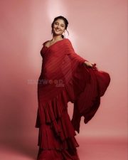 Graceful Ritika Nayak in a Red Saree with a Sleeveless Blouse Pictures 01