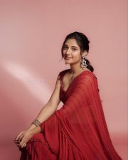 Graceful Ritika Nayak in a Red Saree with a Sleeveless Blouse Pictures 02