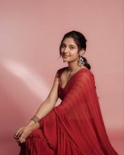 Graceful Ritika Nayak in a Red Saree with a Sleeveless Blouse Pictures 02