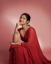Graceful Ritika Nayak in a Red Saree with a Sleeveless Blouse Pictures 04