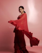 Graceful Ritika Nayak in a Red Saree with a Sleeveless Blouse Pictures 05