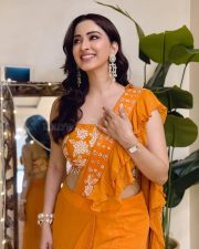 Kya Masti Kya Dhoom Actress Eeshanya Maheshwari in a Stylish Orange Saree Photos 01