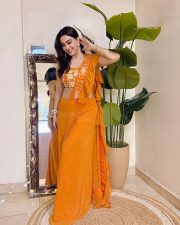 Kya Masti Kya Dhoom Actress Eeshanya Maheshwari in a Stylish Orange Saree Photos 02