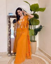 Kya Masti Kya Dhoom Actress Eeshanya Maheshwari in a Stylish Orange Saree Photos 02