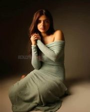Mass Jathara Heroine Sreeleela in a Sage Green Off Shoulder Maxi Dress Pictures 01