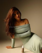 Mass Jathara Heroine Sreeleela in a Sage Green Off Shoulder Maxi Dress Pictures 03