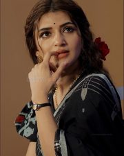 Parasakthi Heroine Sreeleela in a Black Silk Saree with Matching Black Blouse Pictures 01