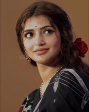 Parasakthi Heroine Sreeleela in a Black Silk Saree with Matching Black Blouse Pictures 02