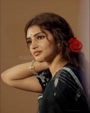 Parasakthi Heroine Sreeleela in a Black Silk Saree with Matching Black Blouse Pictures 03