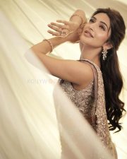 Parasakthi Heroine Sreeleela in a Traditional Pastel Embroidered Saree Pictures 04