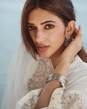 Parasakthi Heroine Sreeleela in an Ivory White Anarkali Kurta Photos 01