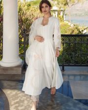 Parasakthi Heroine Sreeleela in an Ivory White Anarkali Kurta Photos 03