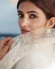 Parasakthi Heroine Sreeleela in an Ivory White Anarkali Kurta Photos 04