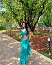 Radiant Actress Eshaanya Maheshwari in a Teal Striped Saree Photos 10 Radiant Actress Eshaanya Maheshwari in a Teal Striped Saree Photos 10