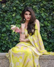 Radiant Sreeleela in a Floral Yellow Saree Photoshoot Pictures 01