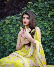 Radiant Sreeleela in a Floral Yellow Saree Photoshoot Pictures 02