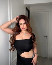 Seductive Beauty Neha Malik in a Bold Black Strapless Cut Out Maxi Dress Photos 08