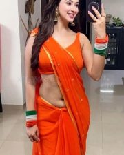 Sexy Eeshanaya Maheshwari Showing Navel in Republic Day Special Saree Photos 02
