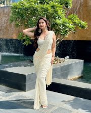 Sexy Eshanya Maheshwari in an Ivory Saree with a Sleeveless Bralette Blouse Photos 04