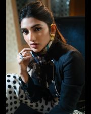 Sexy Telugu Heroine Sreeleela in a Black and White Polka Dotted Crop Top and High Waisted Trousers with a Black Jacket Photos 01 Sexy Telugu Heroine Sreeleela in a Black and White Polka Dotted Crop Top and High Waisted Trousers with a Black Jacket Photos 01
