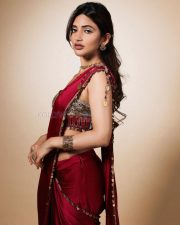 Stunning Sreeleela in a Bold Red Saree with Embellished Blouse Photos 04