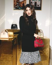 Trendsetting Actress Sreeleela in a Black Turtleneck With Lv Monogram Skirt Photos 02