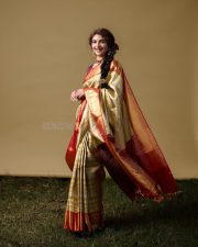 Ustaad Bhagat Singh Heroine Sreeleela in a Gold and Red Silk Saree with a Contrasting Purple Blouse Photos 05 Ustaad Bhagat Singh Heroine Sreeleela in a Gold and Red Silk Saree with a Contrasting Purple Blouse Photos 05