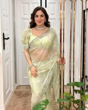 Actress Shraddha Arya in a Light Green Transparent Saree Photos 07