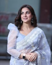 Actress Shraddha Arya in a Pastel Blue Transparent Saree Photos 03