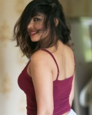 Adorable Komal Jha in a Maroon Spaghetti Crop Top Pictures 02