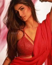 Attractive Palak Tiwari in a Red Saree with an Embellished Bikini Style Blouse Pictures 01 Attractive Palak Tiwari in a Red Saree with an Embellished Bikini Style Blouse Pictures 01