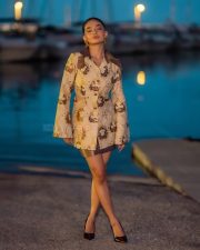Beautiful Anushka Sen in a Black and Beige Outfit at Cannes Photos 02