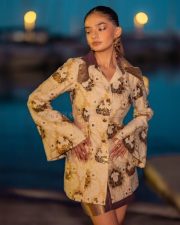Beautiful Anushka Sen in a Black and Beige Outfit at Cannes Photos 04