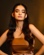 Beautiful Anushka Sen in a Brown Off Shoulder Dress Pictures 03
