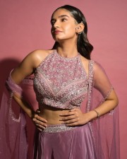 Beautiful Anushka Sen in a Lilac Embellished Lehenga Photos 07