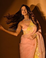 Beautiful Anushka Sen in a Netted Pink Saree Pictures 06