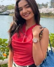 Beautiful Anushka Sen in a Red Halter Top with White Pant Pictures 02