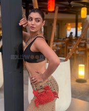 Chic Actress Akanksha Puri in a Black bodysuit with beige crochet skirt Photos 02 Chic Actress Akanksha Puri in a Black bodysuit with beige crochet skirt Photos 02