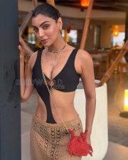Chic Actress Akanksha Puri in a Black bodysuit with beige crochet skirt Photos 03 Chic Actress Akanksha Puri in a Black bodysuit with beige crochet skirt Photos 03