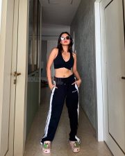 Curvaceous Anushka Sen in a Black Sporty Sleeveless Crop Top with Matching Bottom Track Pant Photos 01 Curvaceous Anushka Sen in a Black Sporty Sleeveless Crop Top with Matching Bottom Track Pant Photos 01