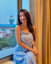 Cute Anushka Sen in a Blue Floral Printed Sharara Photos 04 Cute Anushka Sen in a Blue Floral Printed Sharara Photos 04