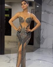 Dazzling Actress Akanksha Puri in a Black Gold Embellished Cutout Gown Photos 08 Dazzling Actress Akanksha Puri in a Black Gold Embellished Cutout Gown Photos 08