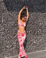 Desirable Nia Sharma in a Vibrant Pink and White Floral Bikini with a Drawstring Maxi Skirt Photos 03
