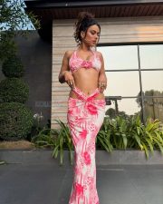 Desirable Nia Sharma in a Vibrant Pink and White Floral Bikini with a Drawstring Maxi Skirt Photos 04