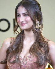 Desirable Palak Tiwari in a Peach and Gold Embroidered Deep Neck Lehenga Photos 01