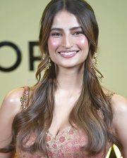 Desirable Palak Tiwari in a Peach and Gold Embroidered Deep Neck Lehenga Photos 04