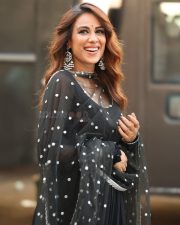 Enchanting Actress Nia Sharma in a Black Polka Dot Sharara Suit Photos 03