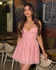 Glamorous Actress Akanksha Puri in a Pink Mini Ruched Dress Photos 01